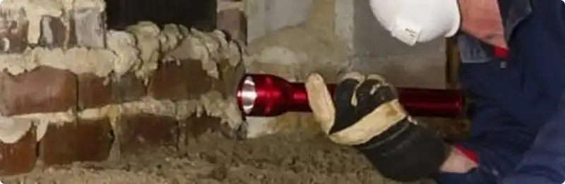 Pest control technician inspecting a crawl space for ant activity in Bixby, OK